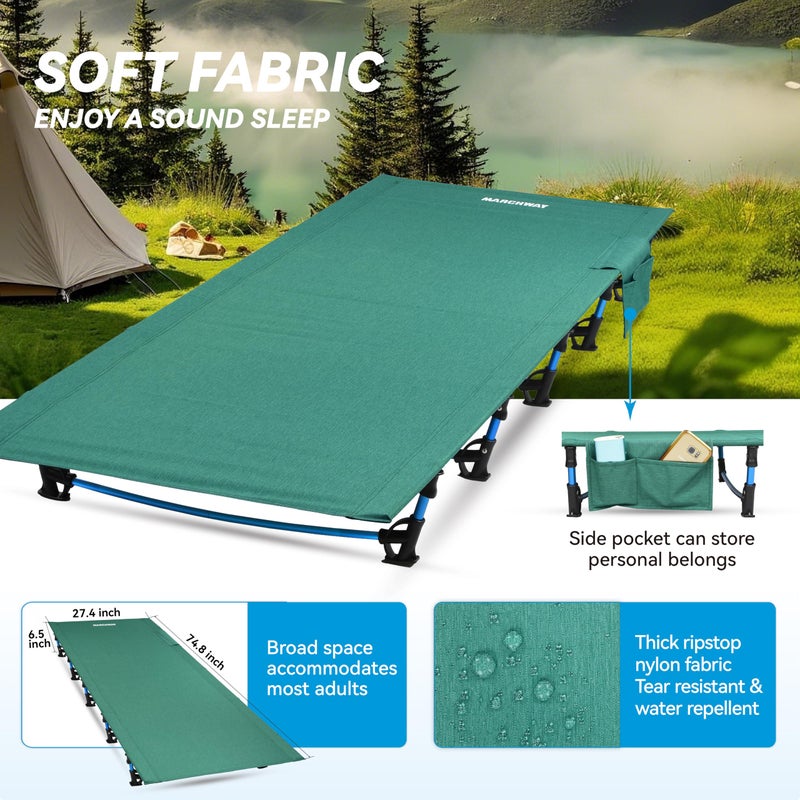 MARCHWAY Ultralight Folding Tent Camping Cot Bed, Portable Compact for Outdoor Travel, Base Camp, Hiking, Mountaineering, Lightweight Backpacking (Green) - Image 3